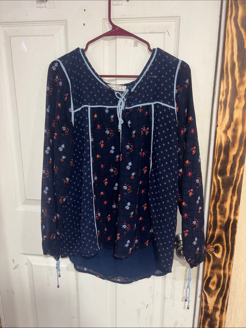 Abercrombie & Fitch Navy Floral Peasant Blouse